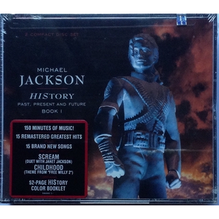 CD ซีดีเพลง Michael Jackson History 1st Press 1995 Made in USA 2 แผ่นคู่ ลิขสิทธิ์ ซีล 15 เพลงฮิต + 15 เพลงใหม่