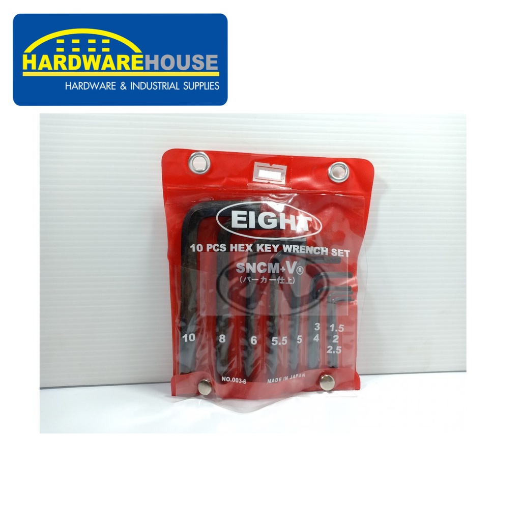 ประแจหกเหลี่ยม(มิล) 10ตัวชุด#003-6 EIGHT