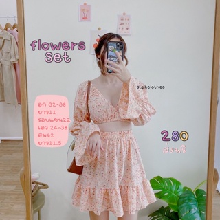 Flowers Set |ชุดเซตเสื้อกระโปรงลายดอก