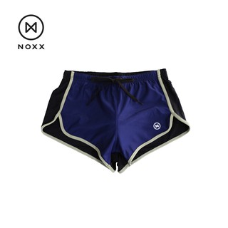 Noxx Swim Shorts: กางเกงว่ายน้ำ ขาสั้น สีน้ำเงิน หลังดำ ขอบเทา