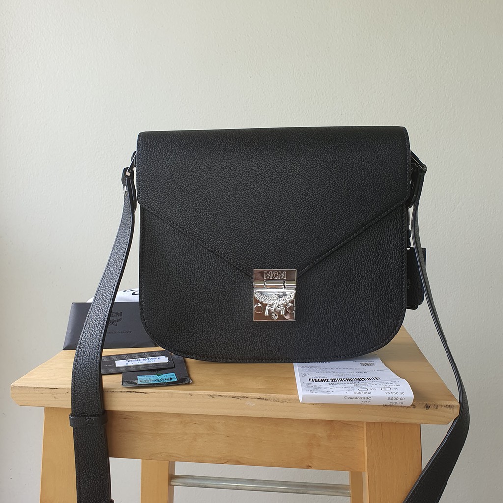 กระเป๋า MCM DESIGNER HANDBAGS, PATRICIA PARK AVENUE BLACK LEATHER SMALL SHOULDER BAG ของแท้