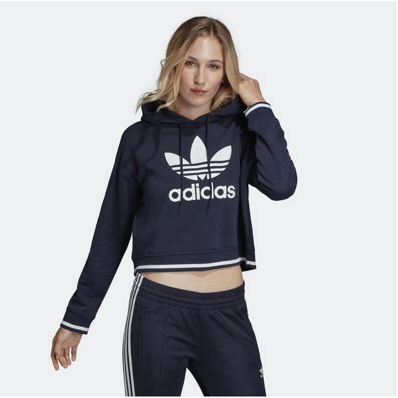 Adidas เสื้อกันหนาวแขนยาวมีฮู้ดแฟชั่นสำหรับผู้หญิง Casual