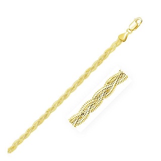 สร้อยคอ โช่ทอง 14 กะรัต ลายถักเกลียว กว้าง 3.5 มม. 3.5mm 14k Yellow Gold Braided Chain