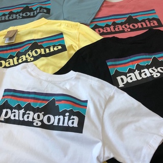 Patagonia เสื้อยืดแขนสั้นลําลอง ผ้าฝ้าย พิมพ์ลายภูเขา สําหรับผู้ชาย