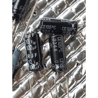 Elna RJF 100uf 10v (ราคา10ตัว) 105° capacitor ตัวเก็บประจุ คาปาซิเตอร์