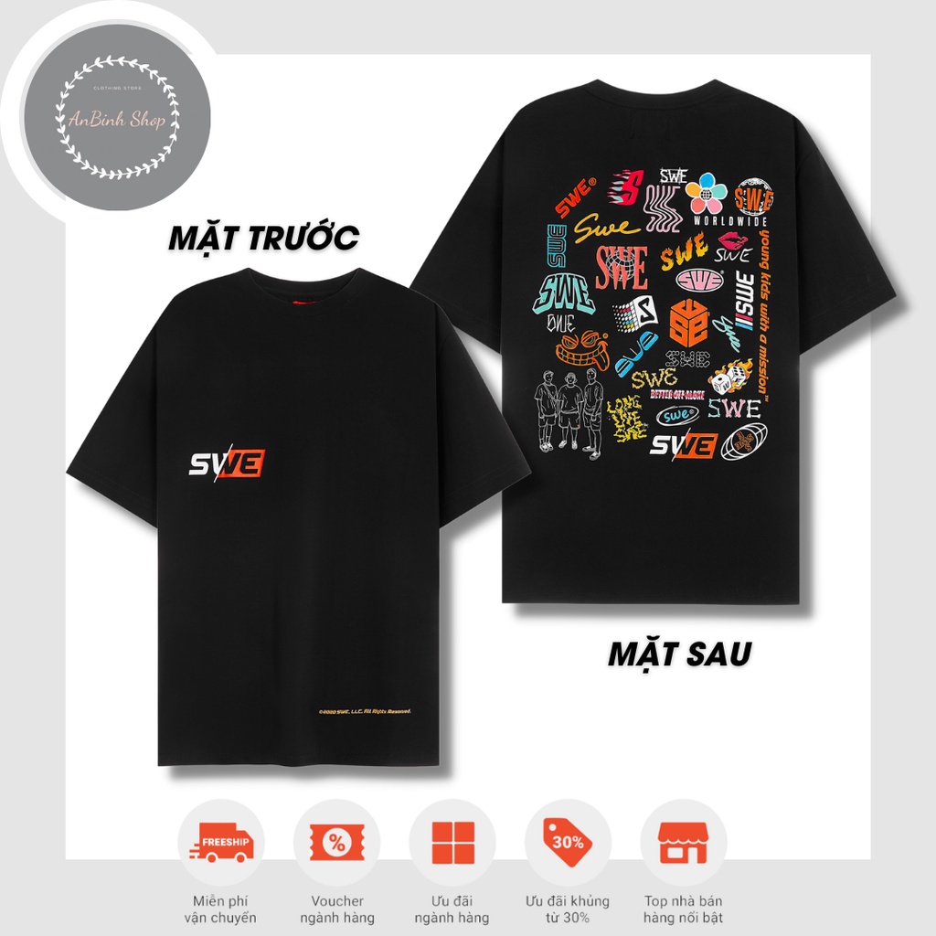 Ulzzang style SWE ทรงหลวม เสื้อยืดแขนสั้น unisex สําหรับผู้ชายและผู้หญิง - เสื้อยืด unisex N7 Tee Wo