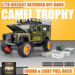 โมเดลรถ Camel Trophy Pull Back มีเสียง มีไฟ 1:28 งานสวย ALLOY MODEL CAR CAMEL TROPHY