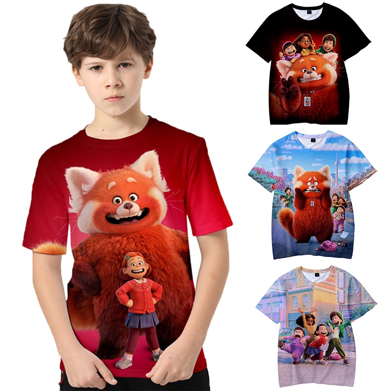 Turing Red เสื้อยืด พิมพ์ลายการ์ตูนหมีแพนด้า 3 มิติ สีแดง แฟชั่นฤดูร้อน ...