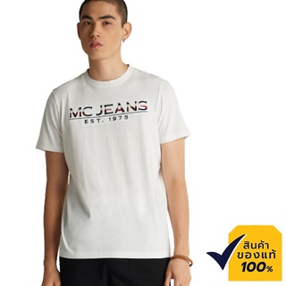 ❈☆❈Mc Jeans เสื้อยืดแขนสั้นผู้ชาย คอกลม สีขาว ผ้านุ่ม ระบายอากาศได้ดี MTSZ757