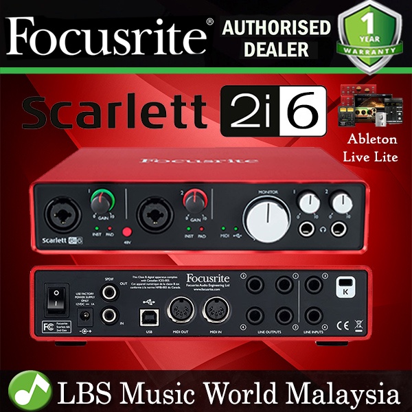 Focusrite Scarlett 6i6 6 in 6 Out อินเทอร์เฟซเสียง USB เวอร์ชัน 2 (รุ่นที่ 2)