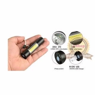 Portable Flashlights Miniไฟฉายสว่างมาก CREE LED XPE+COB 2in1 600mah usb charge 3mode