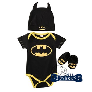 HHI-ทารกแรกเกิดทารกแรกเกิดเสื้อผ้าเด็กผู้ชายรองเท้าใส่สบาย Romper รองเท้า Batman Outfits Set