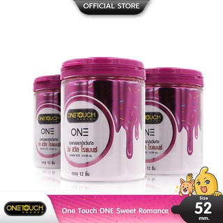 Onetouch ONE Sweet Romance ถุงยางอนามัย มีกลิ่นหอม บางพิเศษ ขนาด 52 มม. บรรจุ 3 กล่อง (36 ชิ้น)