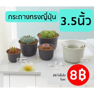 (J074) กระถาง 3.5 นิ้ว ทรงญี่ปุ่น กระถางทรงเตี้ย สไตล์มินิมอล กระถางแคคตัส กระถางพลาสติก