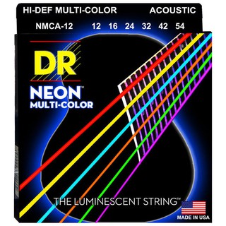 สายกีต้าร์โปร่ง เบอร์ 12 DR Strings แบบเคลือบเรืองแสง รุ่น NMCA-12 - สีรุ้ง (Made in USA)