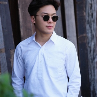 (New!!) เสื้อเชิ้ตแบรนด์ smartshirt รุ่นคอปก กระดุม3เม็ด สีขาว