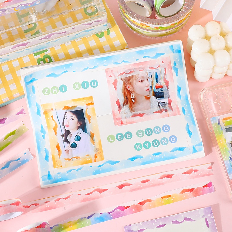 สติกเกอร์เทปวาชิ ลายก้อนเมฆน่ารัก สําหรับตกแต่งไดอารี่ DIY