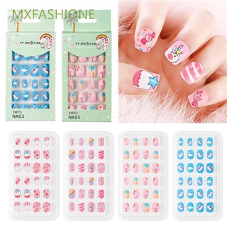 MXFASHIONE Lovely Children False Nail Cartoon Nail Art Decoration Fake Nails Cute Manicure Tool Fashion Adhesive Back Full Cover DIY Nail Art