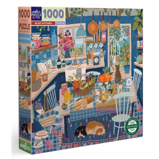 eeBoo Blue Kitchen 1000 Pc Square จิ๊กซอว์รูปห้องครัวสีฟ้าแบบ 1000 ชิ้น