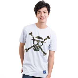 ROUND คอลูกเรือT-shirt DOP-903  OnePiece ลายพราง สีขาว-4XL