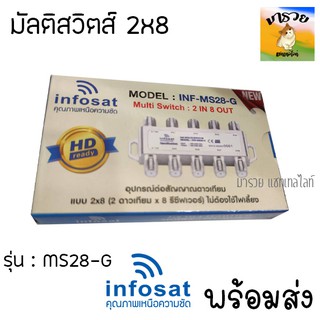 -INFOSAT- Multi Switch 2x8 Infosat มัลติสวิตส์ เข้า 2 ออก 8 แยกจานดาวเทียมเป็น 8 จุด รุ่น MS28