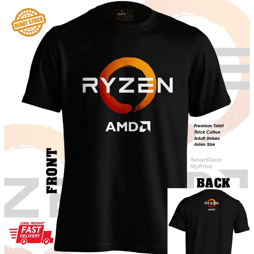 ย้อนยุคเสื้อยืด ผ้าฝ้าย พิมพ์ลายกราฟฟิค AMD Ryzen Radeon RTX GTX Nvidia Intel สําหรับผู้ชายS-5XL
