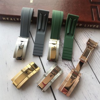 band สาย▪สายนาฬิกาทางเลือกสำหรับแรงงานยางและซิลิโคนเรือยอทช์ Master Submariner Daytona ROLE Black Green Water Ghost 20mm