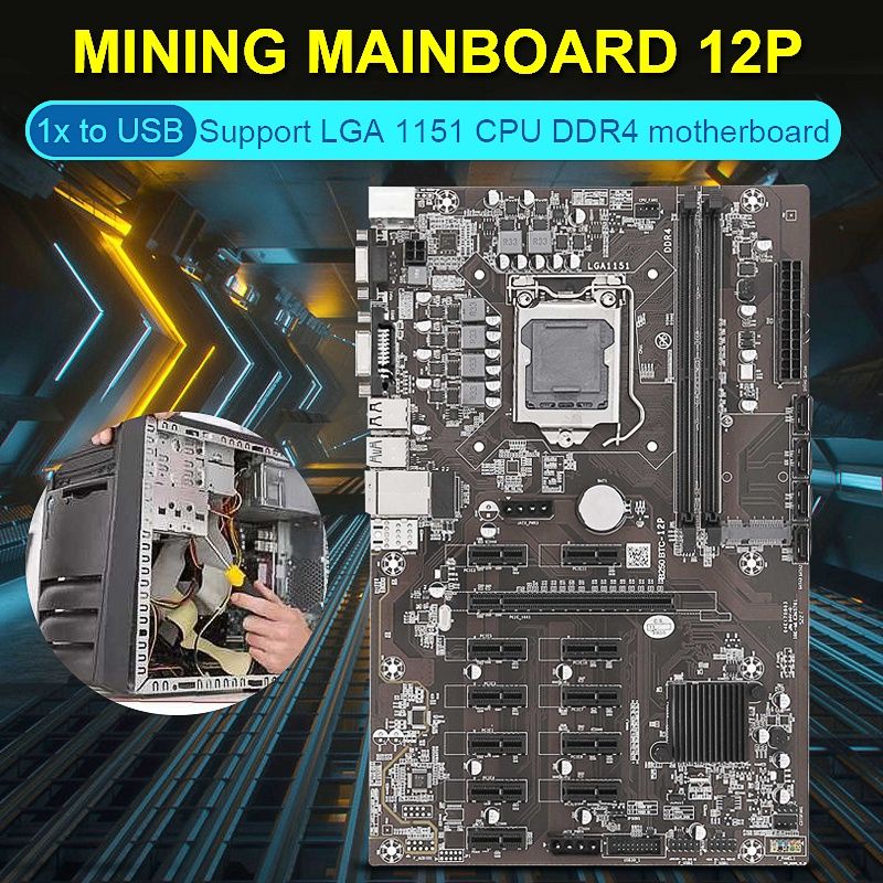 MB B250BTC 12P MINING MAINBOARD 12GPUจัดส่งในไทย