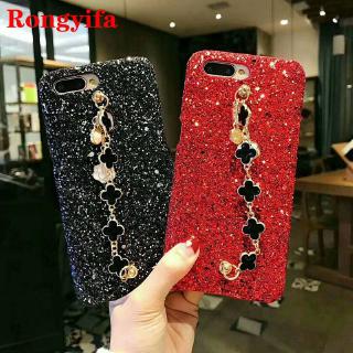 Phone Case Xiaomi Mi Note 10 A3 Lite A3 A2 A1 9 8 SE 8 Lite Phone Case Clover Bracelet Hard Glitter Bling Back Cover