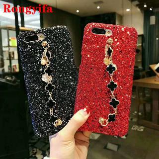 Phone Case Vivo Y19 Y17 Y15 Y13 Y12 Y11 S5 V17 V15 X27 Pro S1 Y7S Z5X X30 Nex A S Case Clover Bracelet Hard Glitter Bling Back Cover