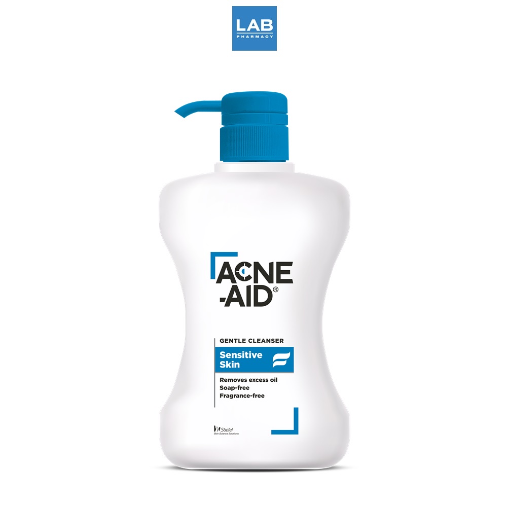 Acne-Aid Gentle Cleanser Sensitive Skin 500 ml. - แอคเน่-เอด เจนเทิล เครนเซอร์ (ฟ้า) ผลิตภัณฑ์ทำความสะอาดผิวหน้าและผิวกาย สำหรับผิวแพ้ง่าย เป็นสิวง่าย