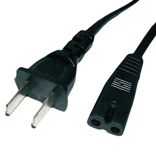 สาย 5ft Us Plug 2-Prong Port Ac Power Adapter Cord Cable For Vcr Ps2 Ps3 Slim หนา1.00mm 1 เมตร (สีดำ)