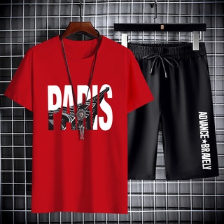 BD219+DKC219Bชุดเซ็ทเสื้อยืดแขนสั่ง+กางเกงขาสั้นได้ทั้งชายแล…