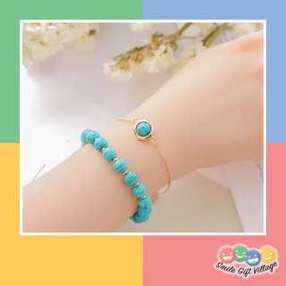 กำไลหิน สร้อยข้อมือหินเทอร์ควอยส์TURQUOISE เสริมสติปัญญา อำนาจบารมี การงาน แคล้วคลาดปลอดภัย หินมงคล หินนำโชค หินธรรมชาติ