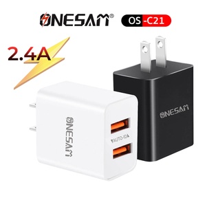 ONESAM รุ่น OS-C21อแดปเตอร์พร้อมสายชาร์จ 1 เมตร ชาร์จไว 2.4A USB 2 ช่อง ของแท้ 100% รับประกัน 1 ปี