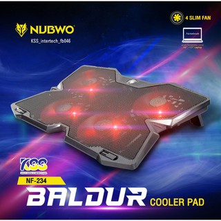 พัดลมโน๊ตบุ๊ค NUBWO รุ่น NF-234 BALDUR COOLER PAD (4 SLIM FAN) nf-234  (รับประกัน 1 ปี) ของแท้💥🛒