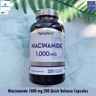 ไนอาซินาไมด์ วิตามินบี 3 Niacinamide 1000 mg 200 Quick Release Capsules - Piping Rock B3 B-3 ไนอะซิน