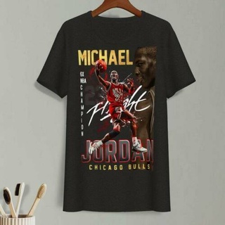 [100% Cotton] เสื้อยืด พิมพ์ลาย Chicago Bulls Michael Jordan NBA Basketball สไตล์คลาสสิก สําหรับผู้ชาย