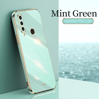 เคสโทรศัพท์มือถือชุบไฟฟ้า ขอบตรง ปิดด้านหลัง สําหรับ Huawei P20 P20Pro P20Lite P30Pro P30Pro P30Lite P40