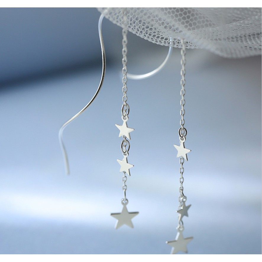 S925 EARRINGS STAR SHAPE PENDANT EARRINGS S925 จี้รูปดาวส่องสว่าง