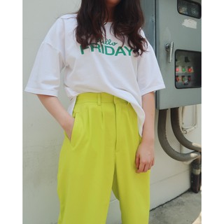 CurveG Wide Leg Pants Lemon กางเกงขายาว สีเขียวมะนาว