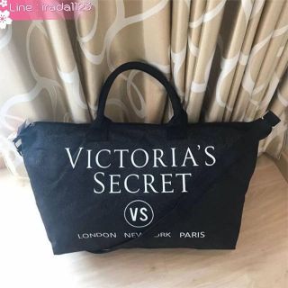 Victorias Secret CANVAS GLITTER GREY LARGE RUNWAY SLING BAG