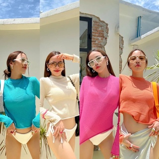 Basic Knit Top เสื้อแขนยาวผ้าแฟลตนิตซีทรู