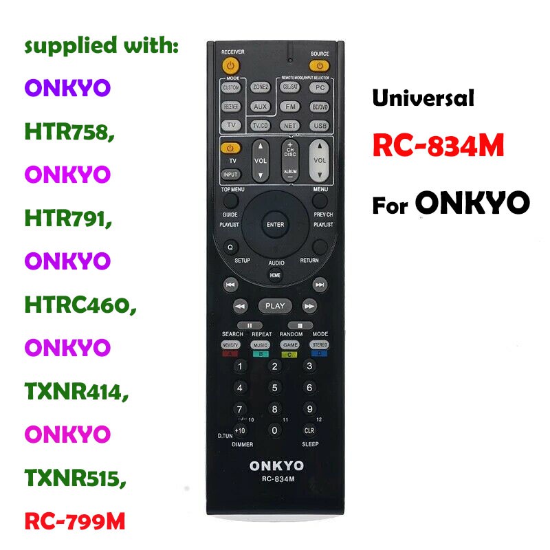 สําหรับใหม่ใหม่ Universal RC-834M สําหรับ ONKYO Audio Video AV Receiver รีโมทคอนโทรล RC-799M ONKYO H