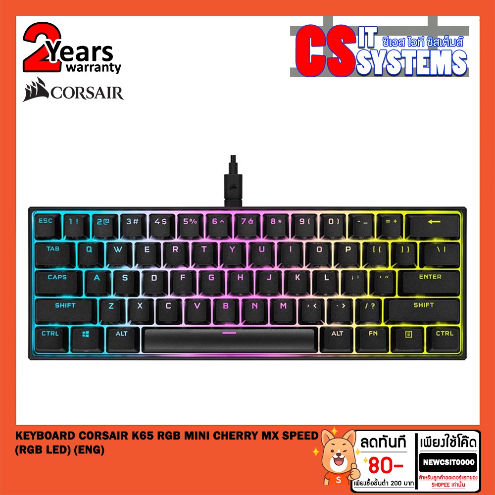 CORSAIR K65 RGB MINI 60% Mechanical Gaming Keyboard US Layout — CHERRY MX