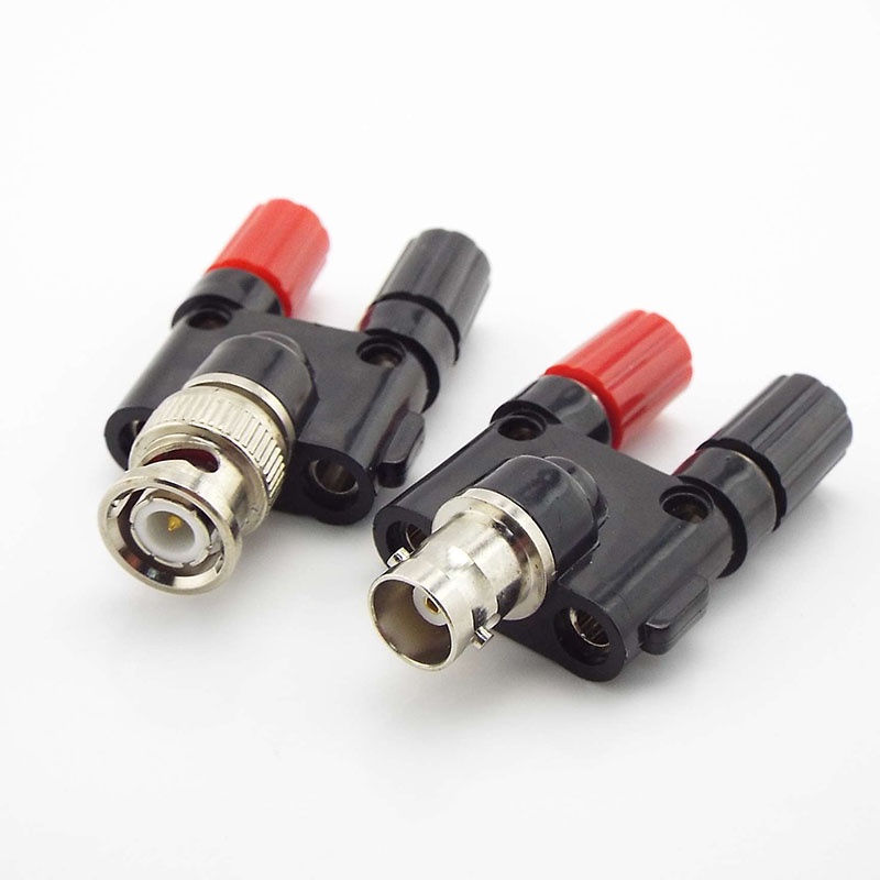 อะแดปเตอร์เชื่อมต่อเสียง BNC Male to Dual 4 มม. Banana BNC Female Jack Coaxial RF