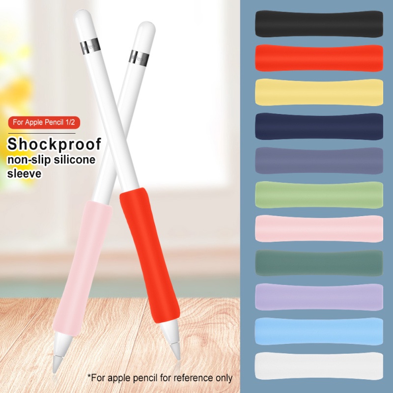 ปลอกปากกาสไตลัส ซิลิโคนนิ่ม ป้องกันรอยขีดข่วน ล้างทําความสะอาดได้ สีพื้น สําหรับ Apple Pencil รุ่น 1 2