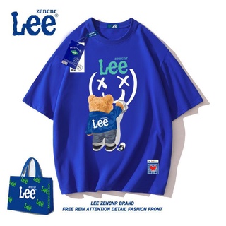 🎊 พร้อมส่ง 🎊  Lee เสื้อยืดคอกลมที่มีสไตล์, เสื้อยืดผ้าฝ้ายคุณภาพสูง