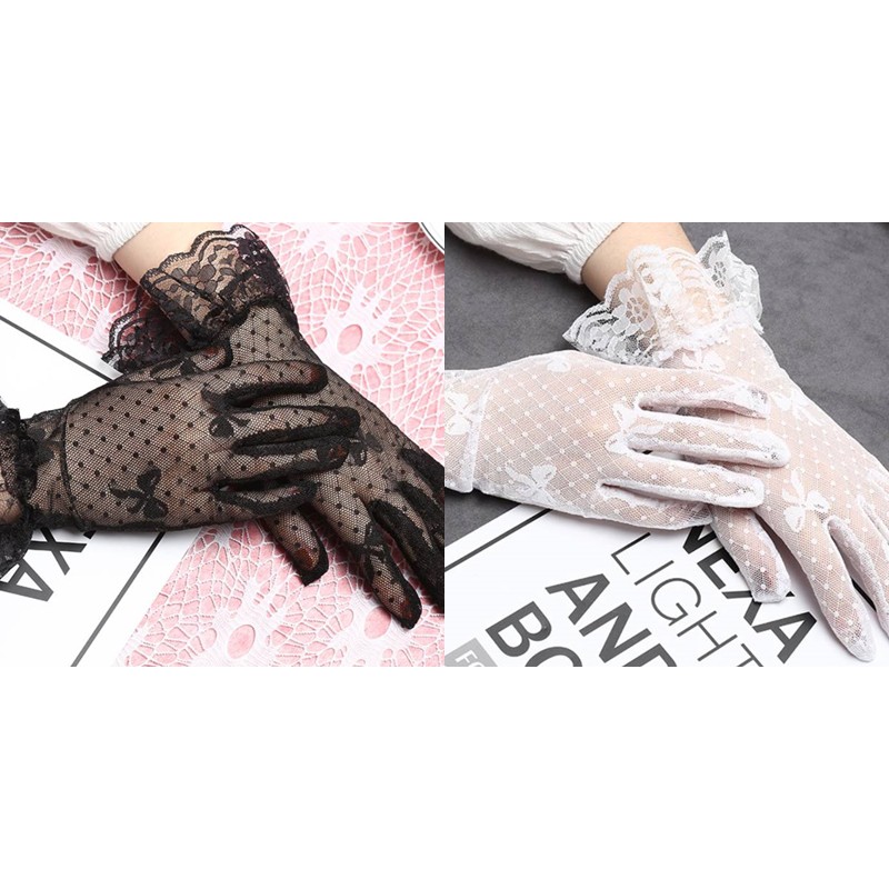 ถุงมือลูกไม้ลายโบว์เด็ก-ผู้ใหญ่ ผ้านุ่มยืดๆ พร้อมส่ง