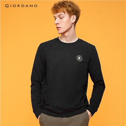 GIORDANO MEN Letter embroidery crewneck sweatshirt 13029817